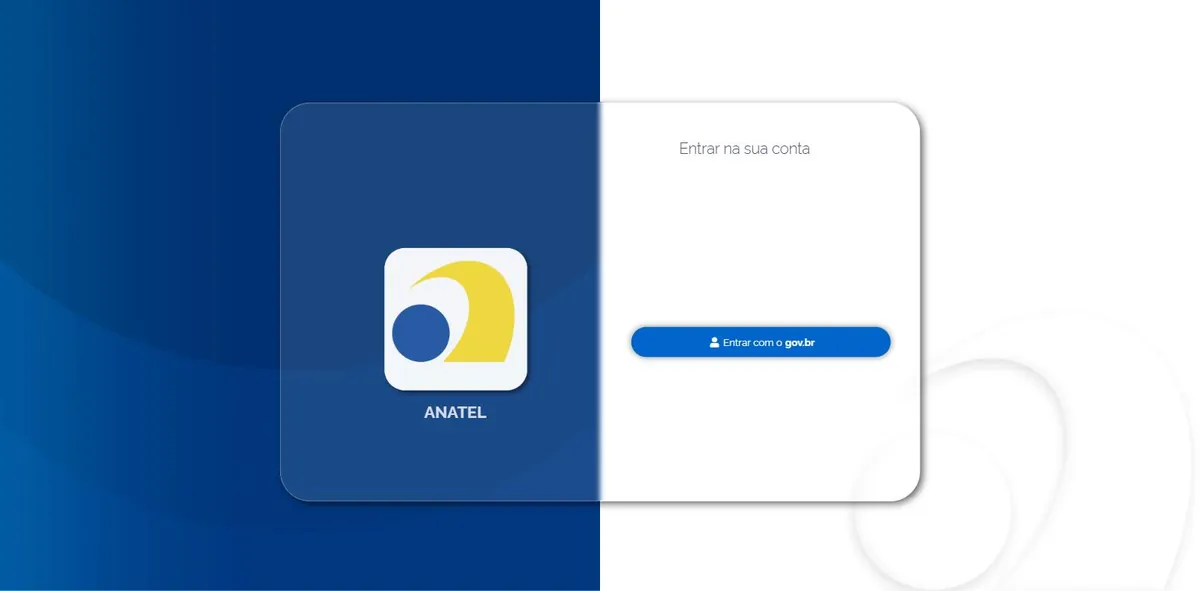 Tela de acesso do sistema de certificação e homologação da Anatel, com o logotipo da agência