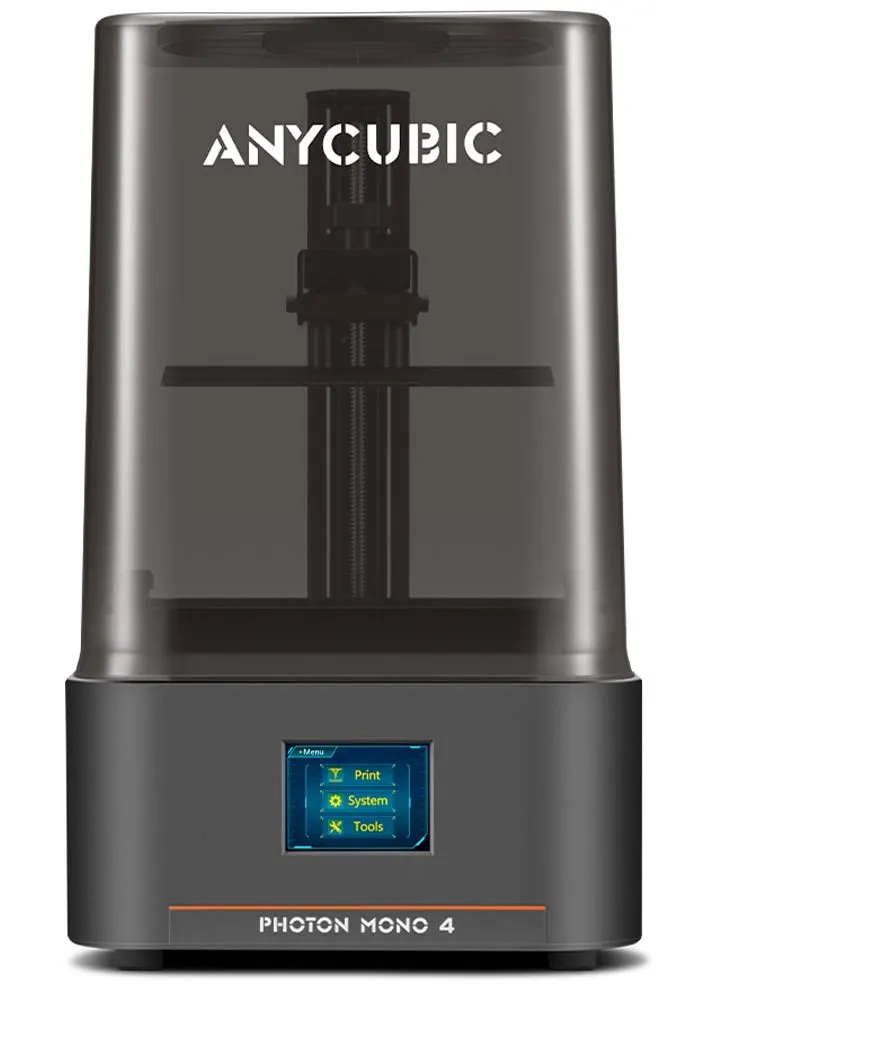 Impressora 3D de resina Anycubic Photon Mono 4 fechada, com a tampa protegendo a cuba